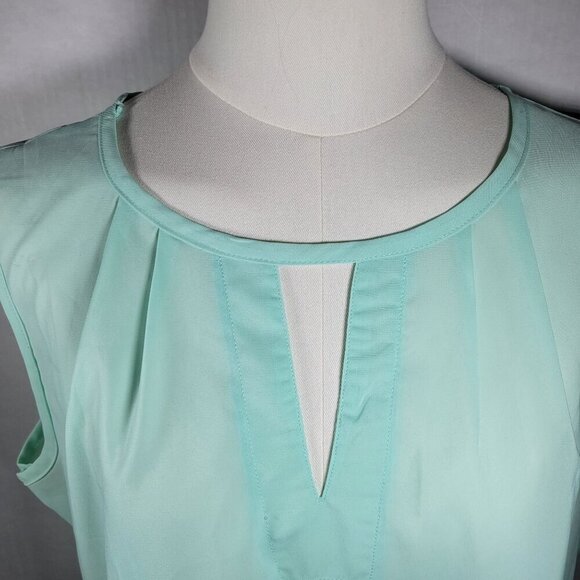 Easther Women Classic Professional Casual Light Green Keyhole Sleeveless Top XL - Picture 2 of 7